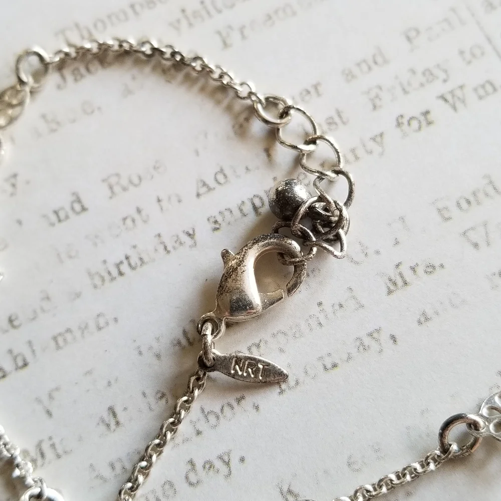 Dainty vintage ankle bracelet anklet silver tone NRT
